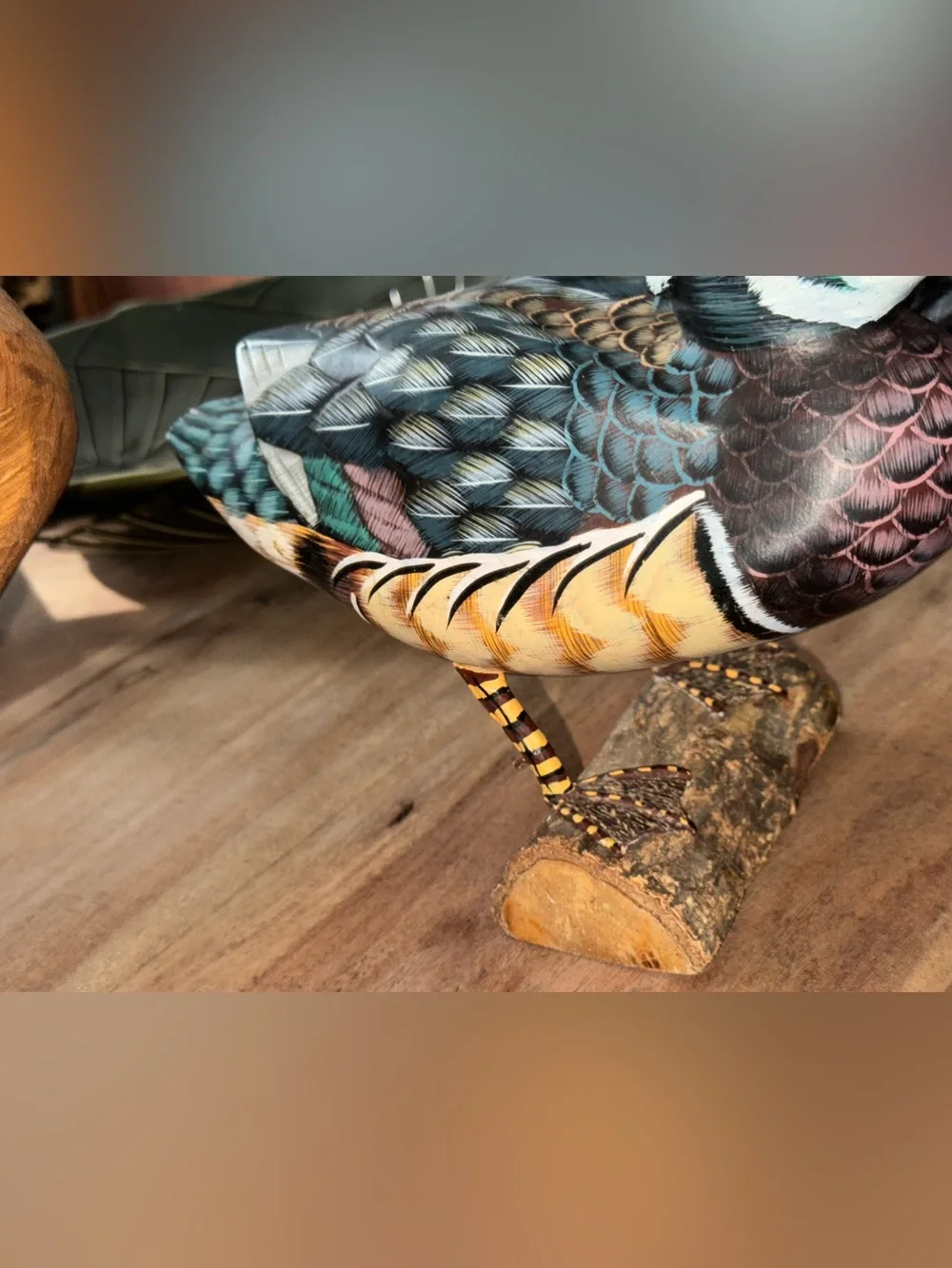 Vintage Hand-Painted Wooden Duck Figure